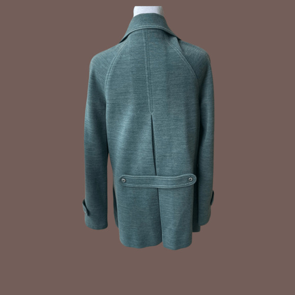 Butte Knit Trench Coat | Green Notch Collar | Size L | Vintage - Picture 2 of 3